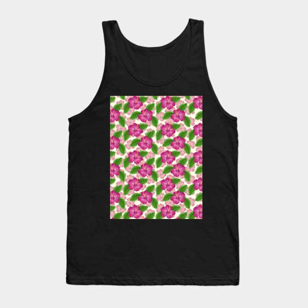 Hibiscus Pattern Tank Top by Designoholic